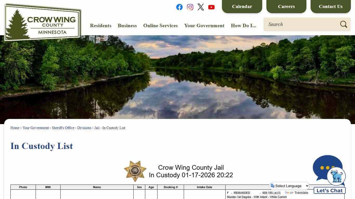 In Custody List | Crow Wing County, MN - Official Website
